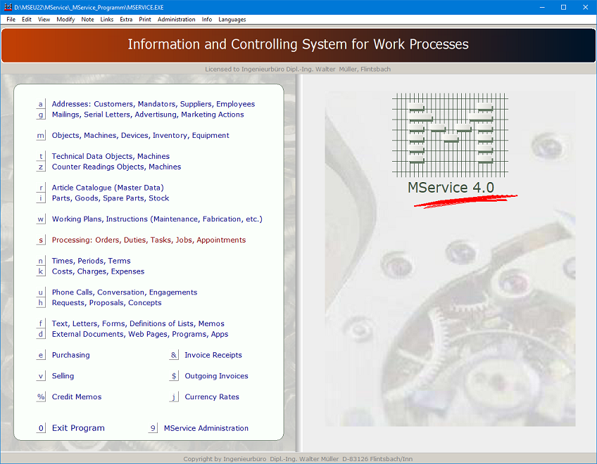 Startmen&uuml; englisch