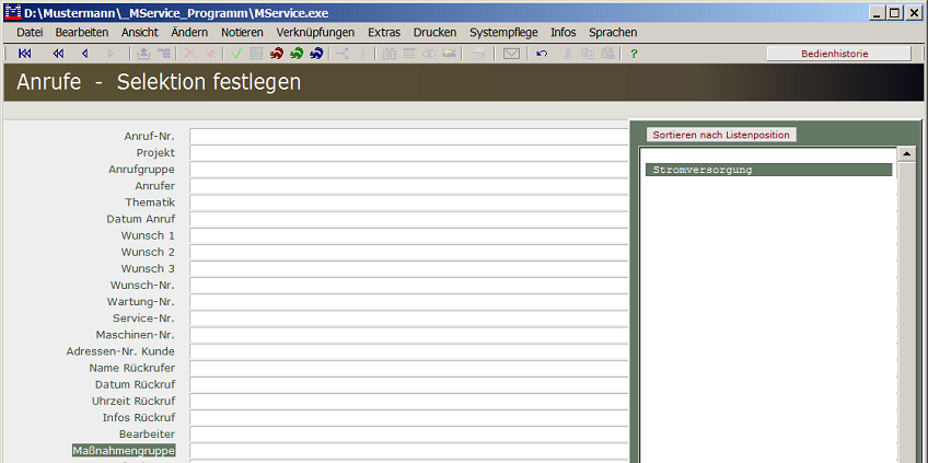 Selektieren von Anrufen