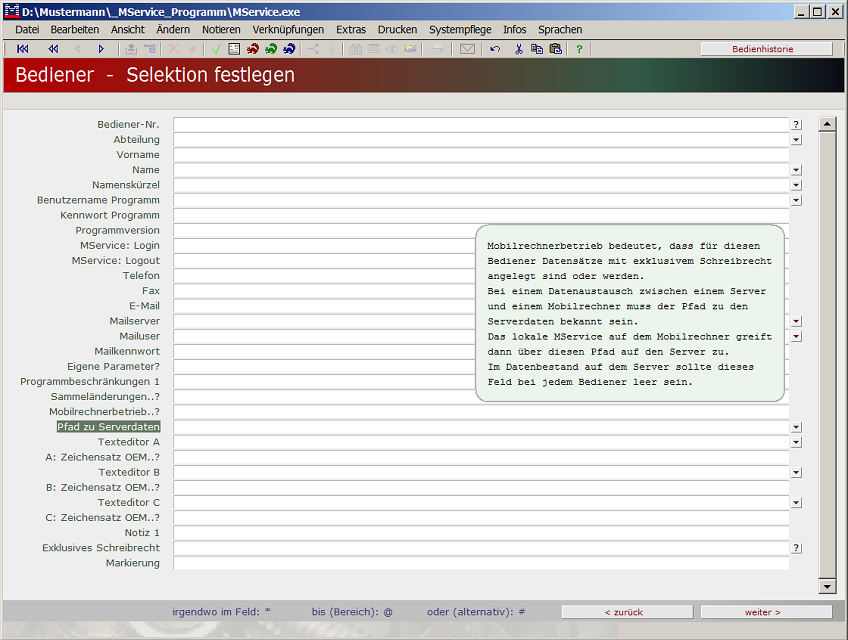 Selektieren von Benutzern