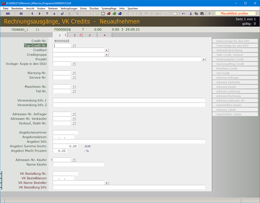 Neuaufnehmen von Credits