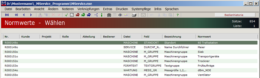 Trefferliste Normwerte