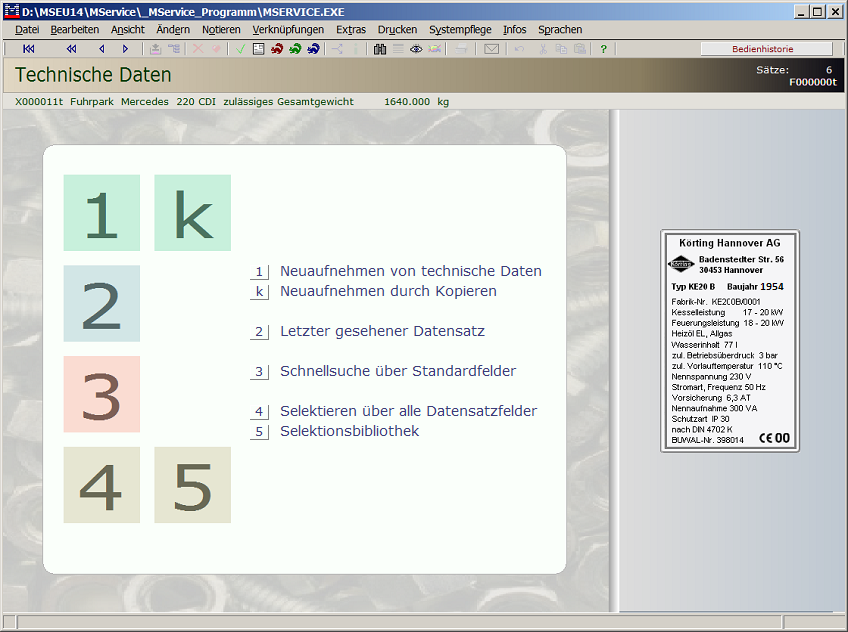Themenmen&uuml; Technische Daten