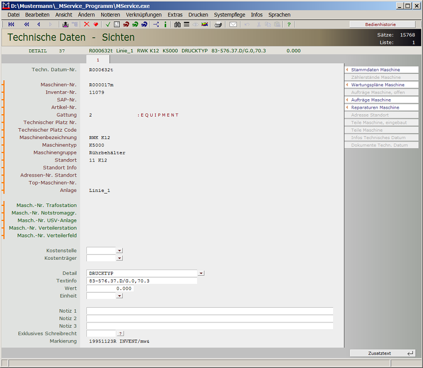 Datensatz Technisches Datum, gro&szlig;
