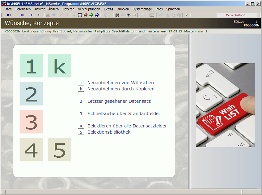 Themenmenü Wünsche