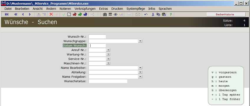 Suchen von Wünschen