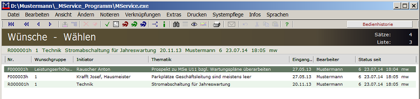Trefferliste Wünsche